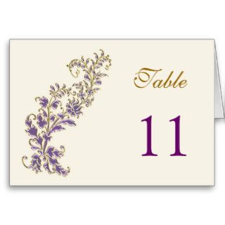 Purple gold floral Table number Card