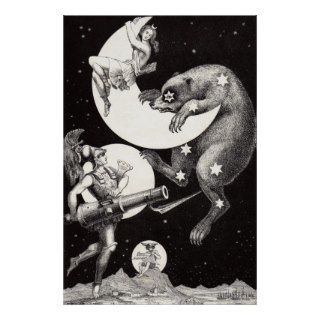 Celestial Moon Goddess Luna Ursa Major and Mars Poster