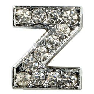 Sugar N Vine Ice Crystal Covered Alphabet Letter "Z" Slide Charm   Works with Slider Style Buckle Charm Bracelets Jewelry