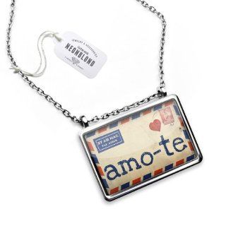 Necklace "I Love You" Portuguese Love Letter from Portugal   Pendant with Chain   NEONBLOND Jewelry