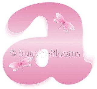 "a" Pink Dragonfly Alphabet Letter Name Wall Sticker   Decal Letters for Children's, Nursery & Baby's Room Decor, Baby Name Wall Letters, Girls Bedroom Wall Letter Decorations, Child's Names. Dragonflies Mural Walls Decals Baby Sh
