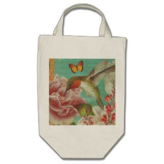Vintage Hummingbird Collage Grocery Tote Tote Bag