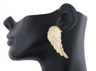 2 Pairs of Gold Wings 2.5 Inch Stud Earrings Jewelry
