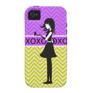 Trendy Chic XOXO Chevron Girl iPhone 4 Case