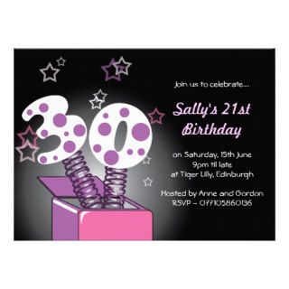 Spring Box 30th Birthday Party   pink & purple Personalized Announcements