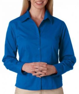 UltraClub Women's Easy Care Woven Whisper Twill Shirt, Royal, X Large