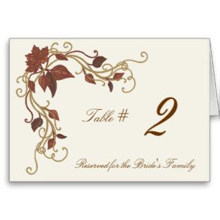 Fall Wedding Table Number Card