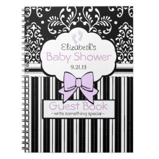 Damask  and Stripes Baby Shower Guest Book  Notebook