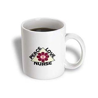 3dRose Peace Love Nurse Ceramic Mug, 15 Ounce Kitchen & Dining