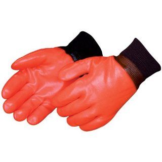 Liberty 2521 PVC Coated Supported Glove with Knit Wrist, Chemical Resistant, Large, Fluorescent Orange (Pack of 12) Chemical Resistant Safety Gloves