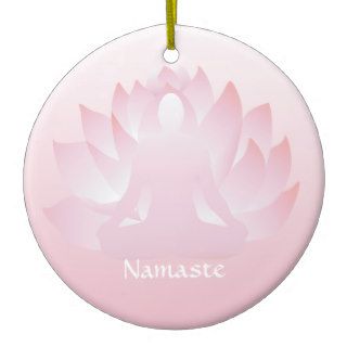 Namaste Yoga Lotus Pose Flower Pink Ornament