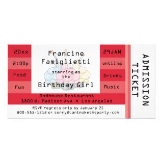 Chic Red Admission Ticket Birthday Invite Photo Card Template