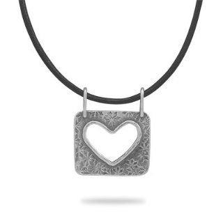 Sterling Silver Heart Slide on Leather Necklace Jewelry