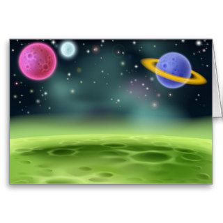 Outer Space Cartoon Background Cards