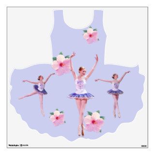Ballerina with Pink Hibiscus Flowers  Wall Decal