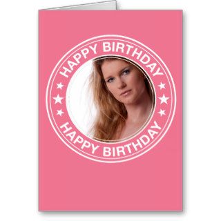 Happy Birthday picture Frame in Pink Greeting Cards
