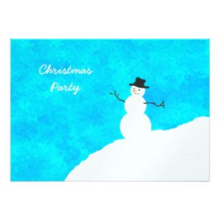 Blue Snowman Christmas Party Invitation