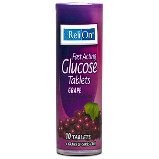 ReliOn   Glucose Grape Flavor On The Go Tube, 10 Tablets Health & Personal Care