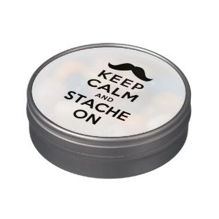 Keep Calm and Stache On Candy Tin