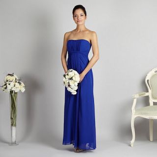 Debut Bright blue twist bandeau maxi prom dress