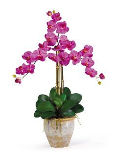 Nearly Natural 1017 OR Triple Phalaenopsis Silk Orchid Flower Arrangement   Artificial Mixed Flower Arrangements