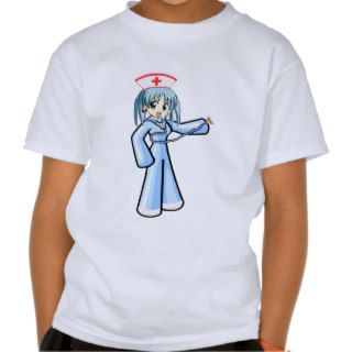 Anime Nurse with Stethoscope Blue Uniform T Shirt