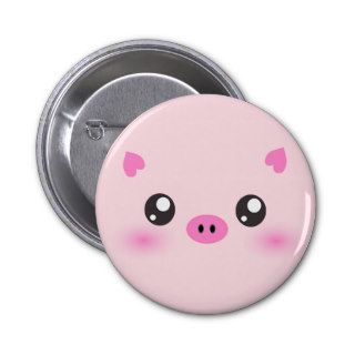 Cute Pig Face   kawaii minimalism Buttons