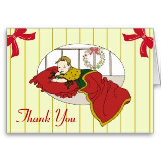 Vintage Christmas Baby Shower Thank You Cards