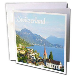 gc_155661_1 InspirationzStore Photography   Switzerland tourist travel souvenir   Swiss landscape photo of pretty lake town Weggis near Lucerne   Greeting Cards 6 Greeting Cards with envelopes 