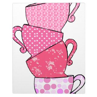 Pink Tea Cup Stack Plaque