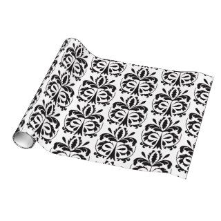 Black and White damask pattern Wrapping Paper