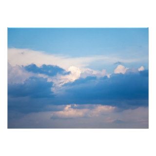 Blue Sky White Clouds Sunrise Background Template Invitation