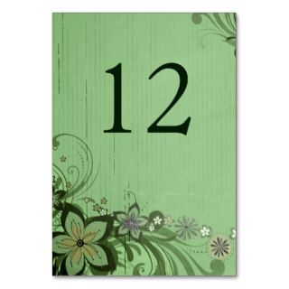 Rustic Green Floral Wedding Table Number Card Table Cards