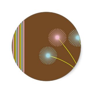 Pretty floral dandelions and stripes stickers