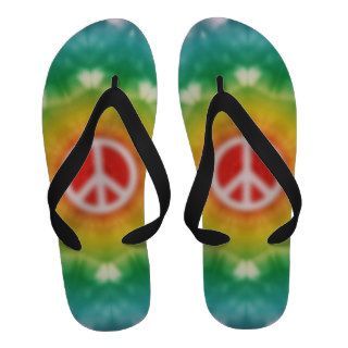 Hippie Dream Peace Sign Rainbow Flip Flops