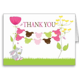 Cute Twin Girls Clothesline Thank You Note Card
