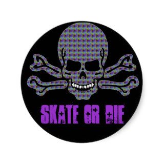 psychedelic skull and crossbones round stickers