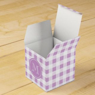 Lilac and White Gingham, Your Monogram Wedding Favor Boxes