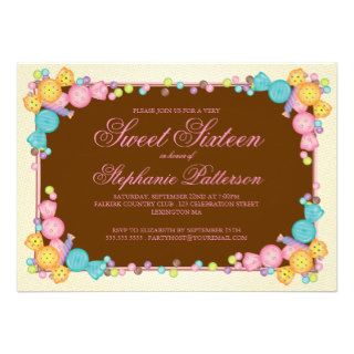 Very Sweet Candy Themed Sweet Sixteen Birthday Personalized Invite