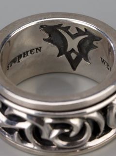 Stephen Webster Silver Carved Thorn Rotating Band Ring