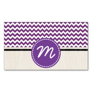 Purple and White Chevron Zigzag Pattern Business Card Template
