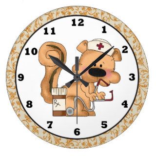 Cartoon Squirrel Nurse clock