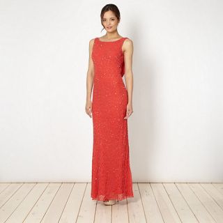 Debut Online exclusive red beaded cowl back maxi dress