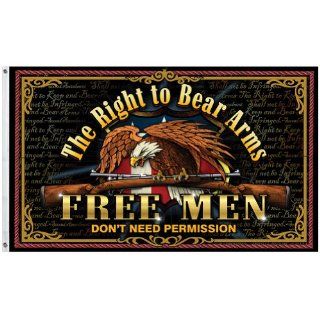 Free Men Don't Need Premission Flag   2nd Amendment Right to Bear Arms Flag  Patio, Lawn & Garden