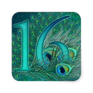 sweet 16 birthday decorated age number square stickers