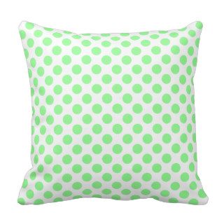 Mint Green and White Polka Dot Pattern Throw Pillows
