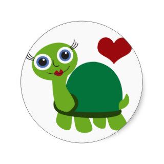 Turtle Girl Round Sticker