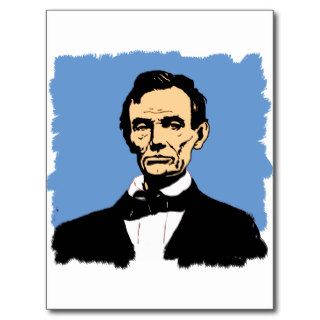Abraham Lincoln Illustration on Blue Post Card