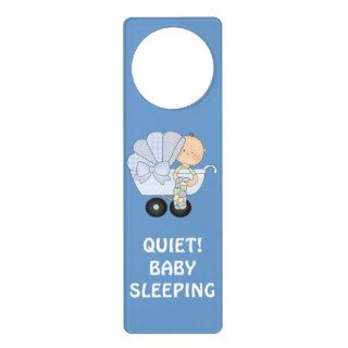 Quiet Baby Sleeping Blue Door Hangers