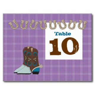 Purple Country Western Table Number Cards Postcards